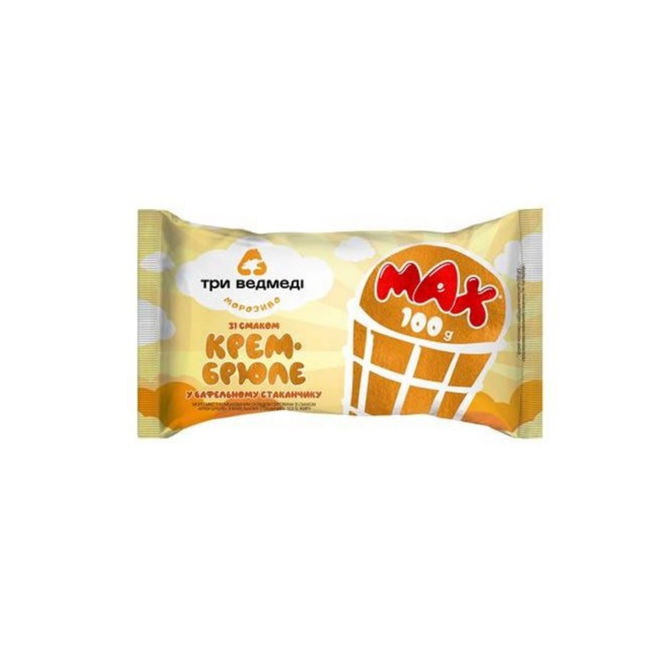 3 Medvedia Frozen Creme Brulee Ice Cream Waffle Cup 100g x 26