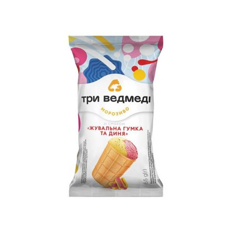 3 Medvedja Frozen Ice Cream Bubblegum & Melon 75g x 28