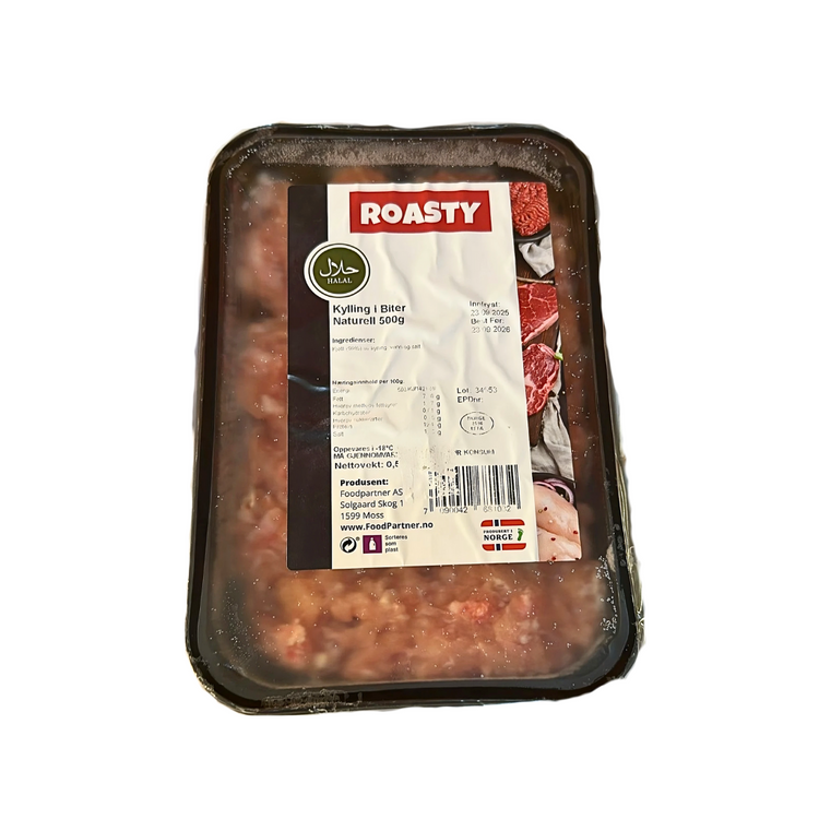 Kylling i Biter Naturell Roasty (Halal) 500g x 15
