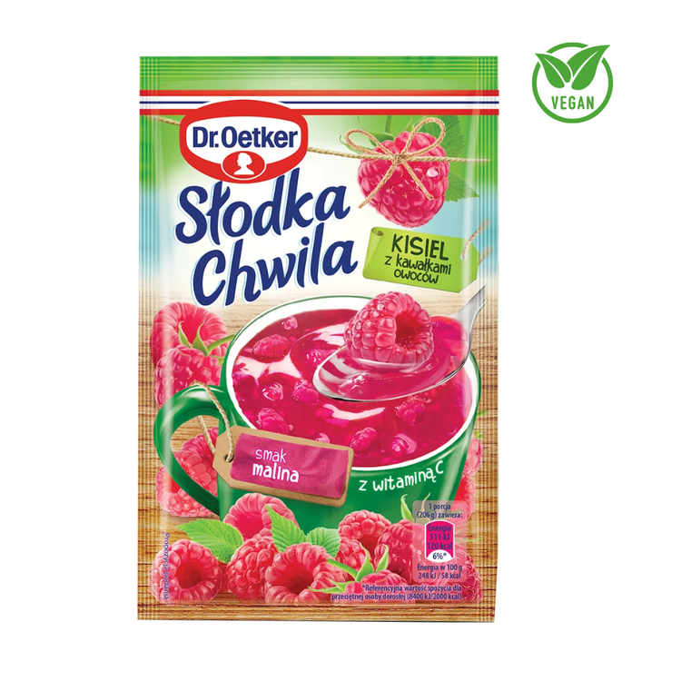 Dr.Oetker Slodka Chwila Raspberry Flavoured Jelly With Pieces Of Fruits 31,5g x 35