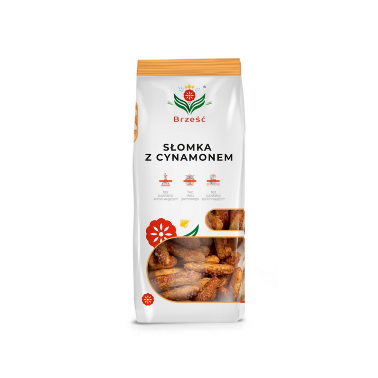 Brzesc Slomka / Crunchy Puff Straw with Sugar & Cinnamon 125G x 10