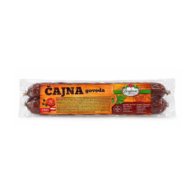 Brajlovic Cajna Cold Smoked Beef Sausage Mild 300g X 8