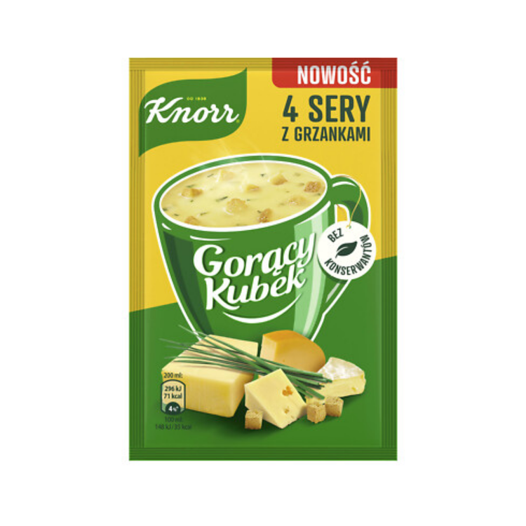 knorr hot cup 4 cheeses with croutons soup 17g X 38