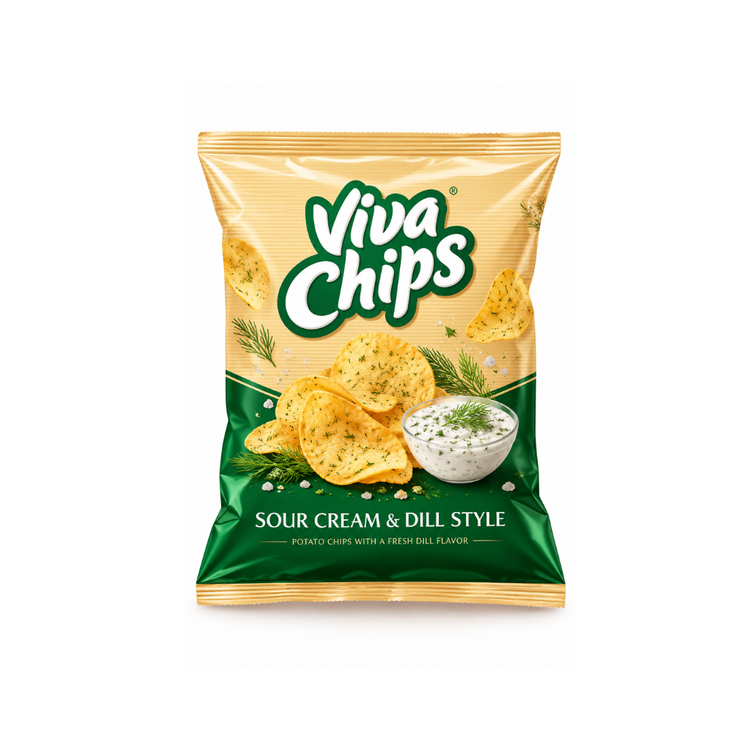 Viva Sour Cream & Dill Flavored Chips 100g X 20