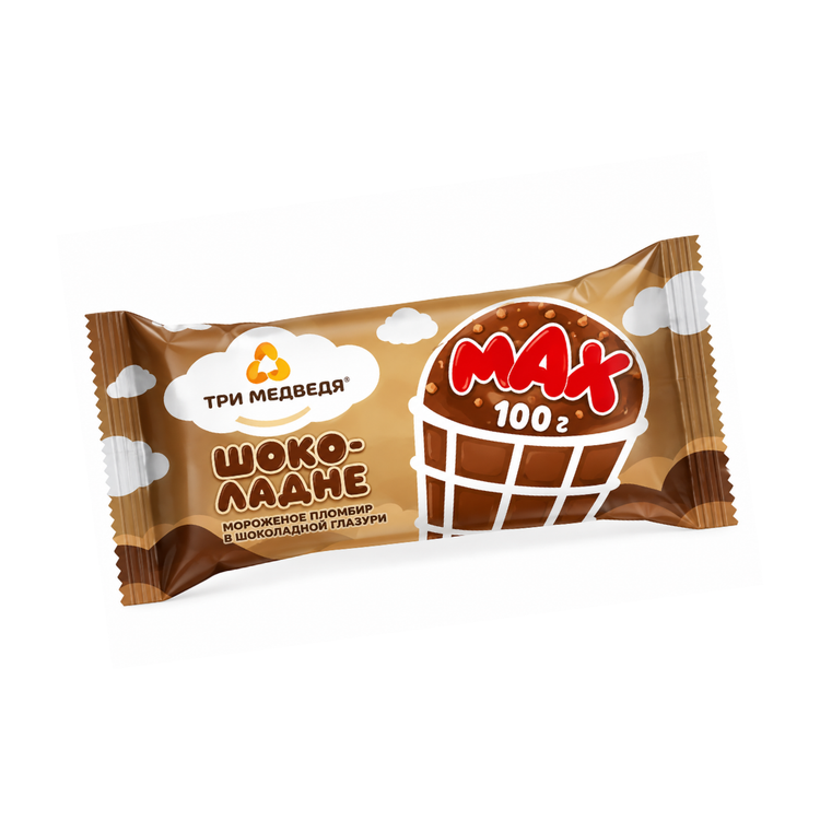3 Medvedja Chocolate Ice Cream in Wafer Cup 12% Fat 100g X 26