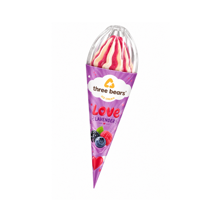 3 Medvedja Love & Berries Ice Cream Cone 10% Fat 150g X 18
