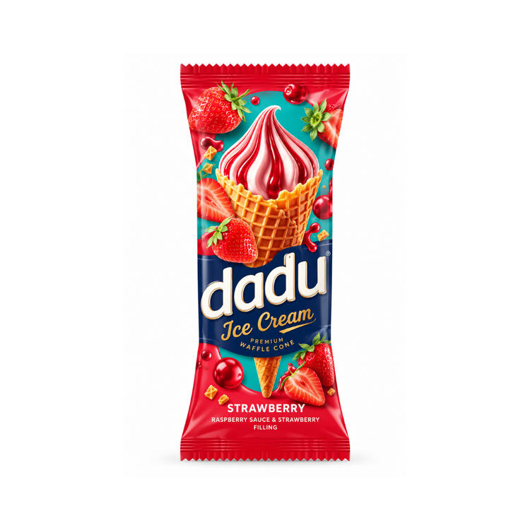 Dadu Strawberry-Flavored Ice Cream with Raspberry Filling 150g X 24