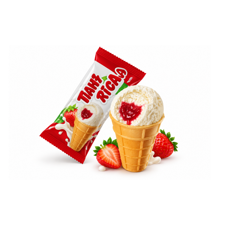 Laska Pani Jagoda Cherry-Flavored Ice Cream in Wafer Cup 70g X 30
