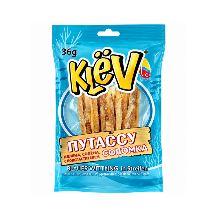 Klev Dried Blue Whiting Strips 36g x 50
