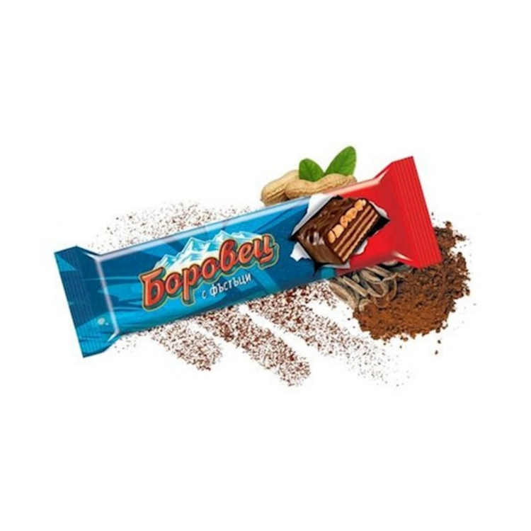 BG Borovets Wafer Bar with Peanuts and Cocoa Glaze 45g X 24