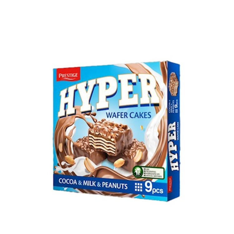 Prestige Hyper Wafer Cake Cocoa/Milk/Peanuts HALAL  167g x 12