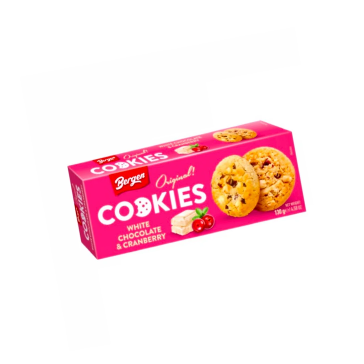 Bergen Cookies White Chocolate & Cranberry 130g X 18