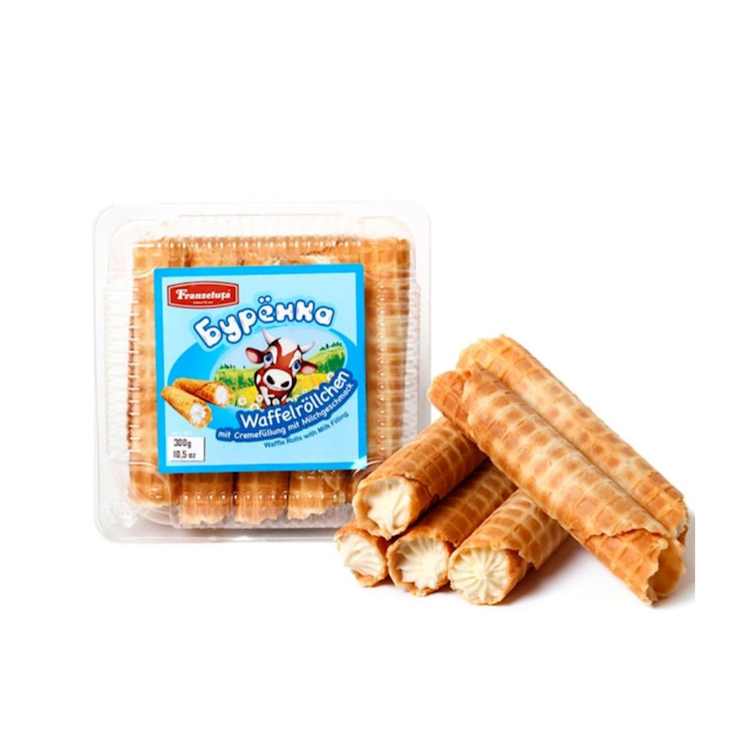 Burjonka Wafer Rolls with Milk Cream 300g x 12