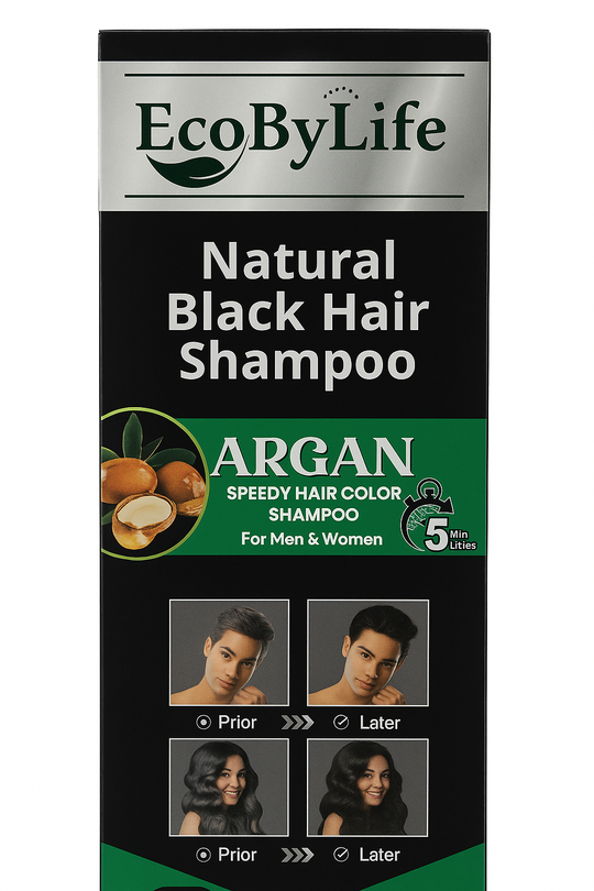 EcoByLife Hair coloring shampoo 400ml Black with Argan oil 1x36