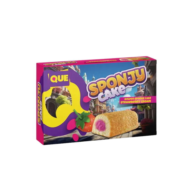 Que Sponjy Cake Strawberry 200g x 18