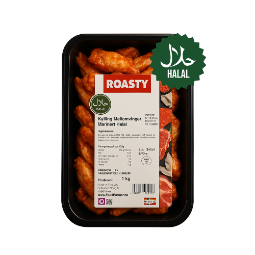 Roasty Kylling Mellomvinger Marinert (Halal) 9 x 1 kg