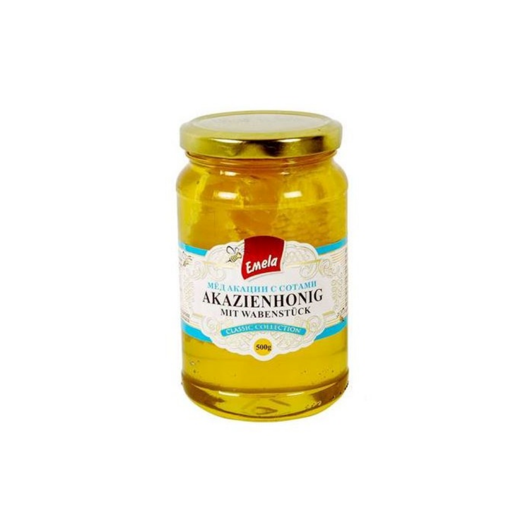 Emela Acacia Honey with Honeycomb Piece 500g X 6