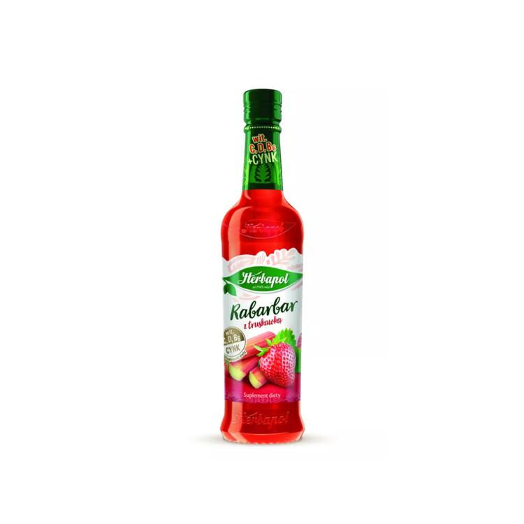 Herbapol Syrup Rhubarb & Strawberry Supplement 420ml X 8