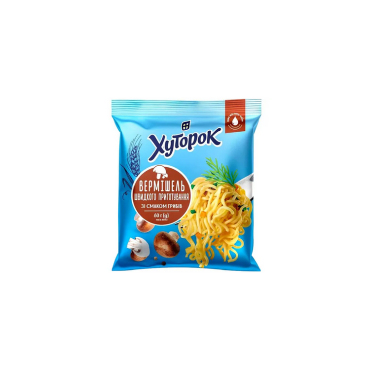 Hutorok Instant Noodles with Mushroom Flavor (Mild) 60g x 60