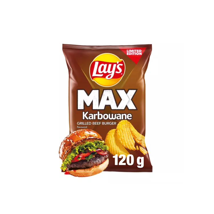 Lays Max Grilled Beef Burger Crisps 120g x 16