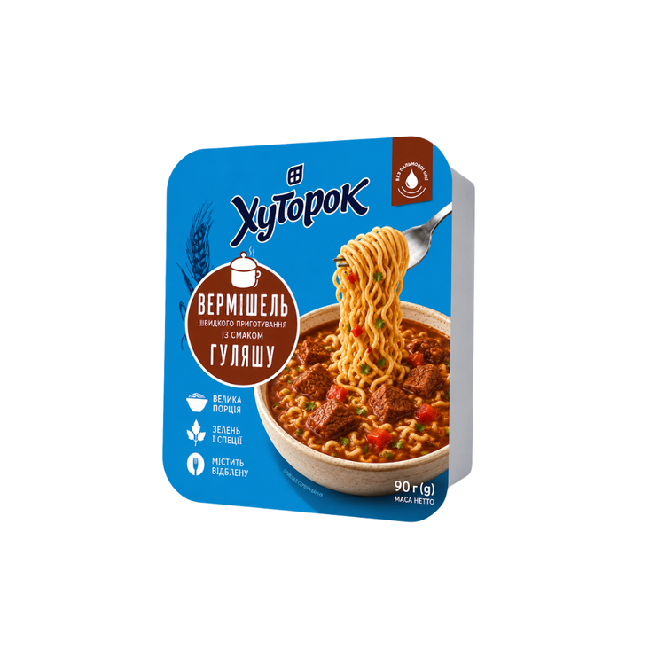 UA Hutorok Instant Noodles with Gulaschgeschmack Flavor 90g x 24