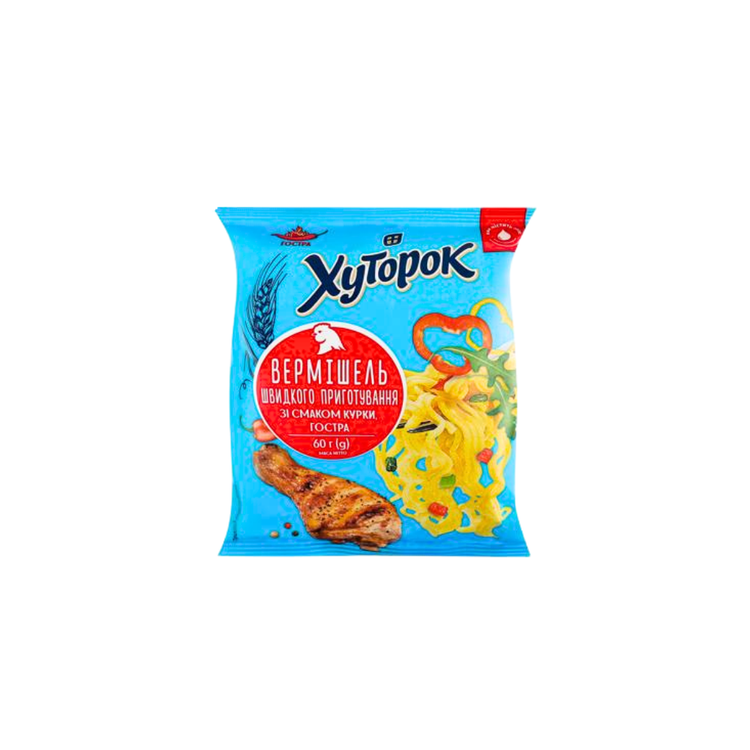 UA Hutorok Instant Noodles with Hot Chicken Flavor 60g X 60