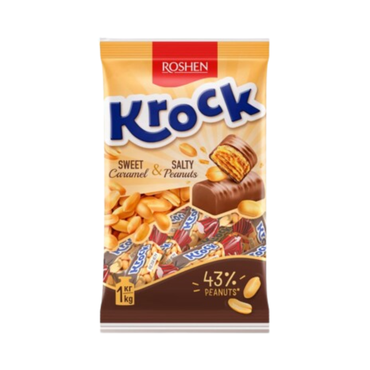 Roshen Candies Krock Salted Caramel Peanuts 1kg x 8