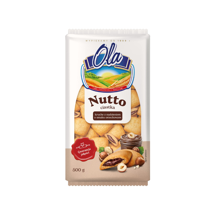 Ola Ciastka NUTTO -Cookies With Chocolate Cream 500g  x 10 nr*1