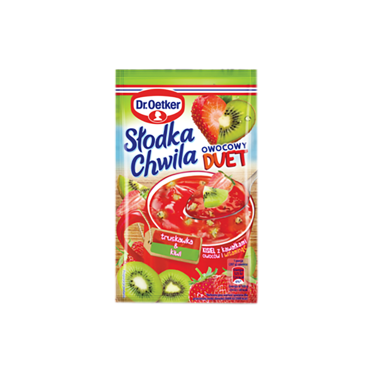 Dr.Oetker Slodka Chwila Fruit Duet Strawberry&Kiwi Jelly With Pieces Of Fruits 32g x 35